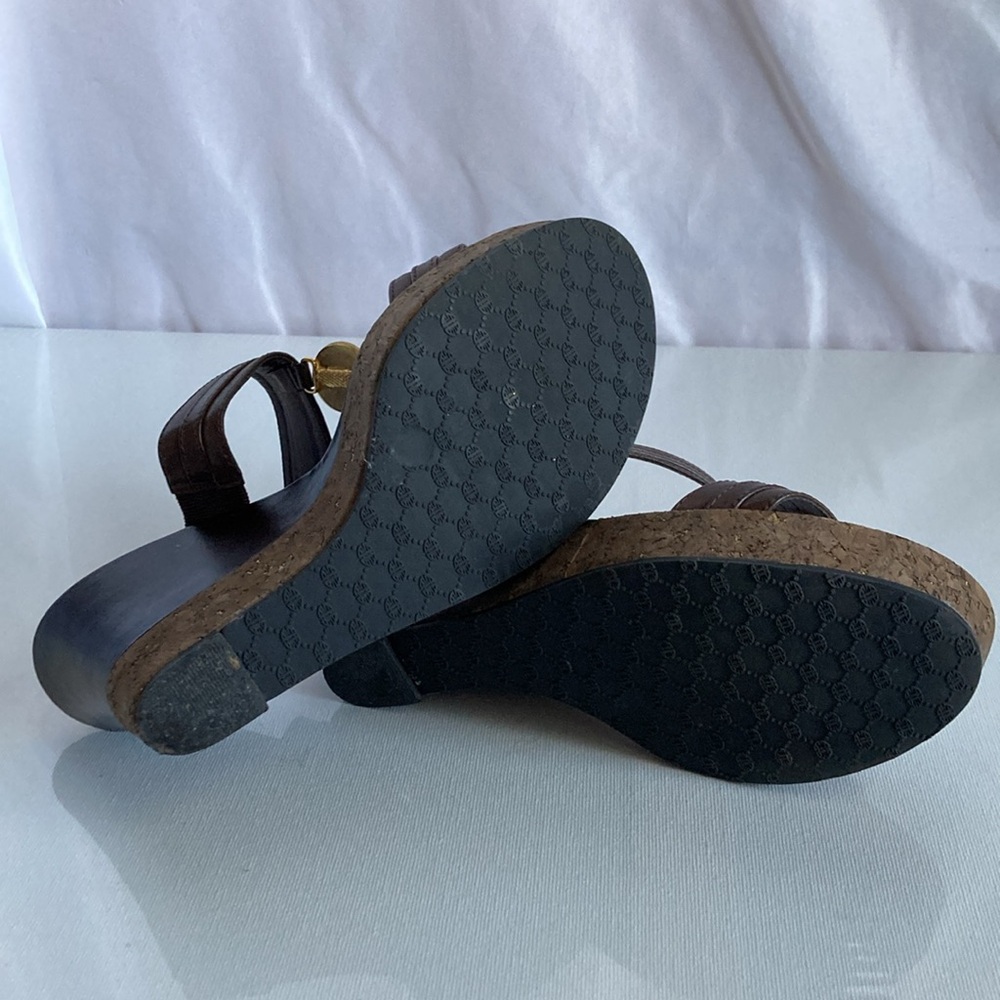 Antonio Melani Leather Wedge Heel Sandals - Picture 8 of 11